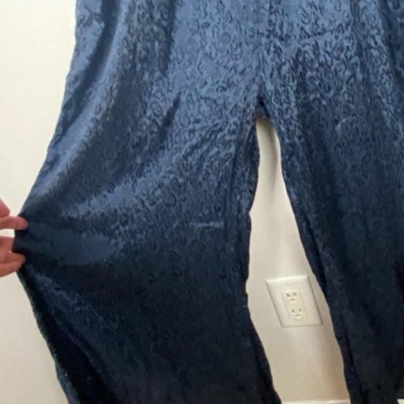 Anthropologie Maeve Jacquard Jumpsuit Blue Navy Blue Size Small Bohemian Wide S - Picture 10 of 15